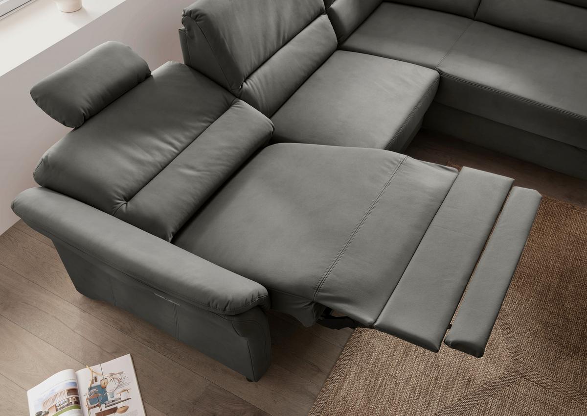 Ecksofa Cavoli, Grau S: 266x190 cm - Schwarz/Grau, MODERN, Textil (266/190cm) - Livetastic