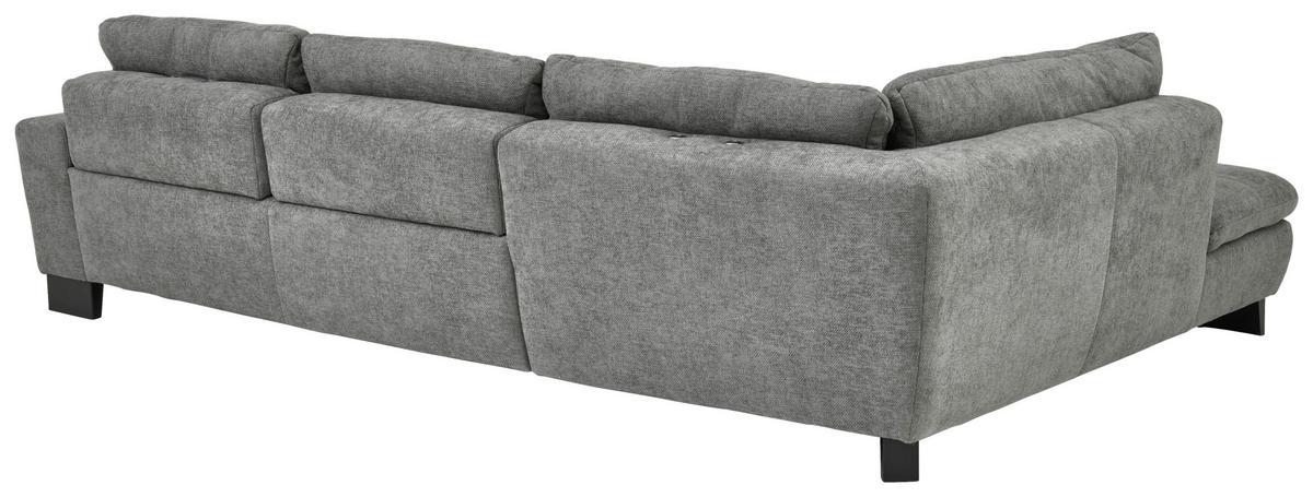 Rohová sedačka LANDO, levá, šedá žinylka, s funkcemi - šedá/černá, Moderní, kov/textil (197/289cm) - Premium Living