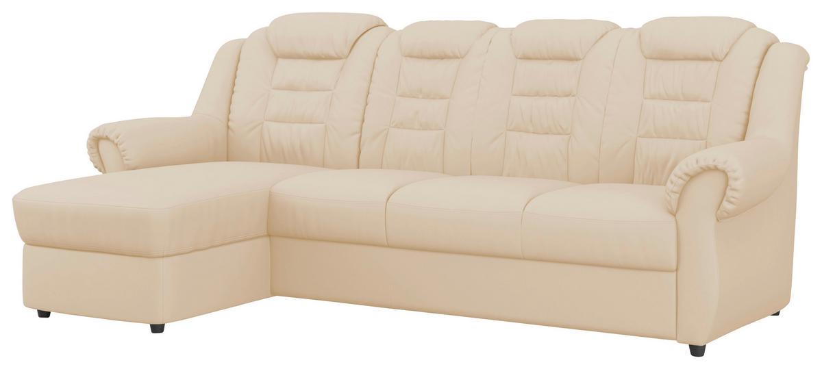 Ecksofa Boston Beige Lederlook - Beige/Schwarz, KONVENTIONELL, Textil (165/262cm) - Livetastic