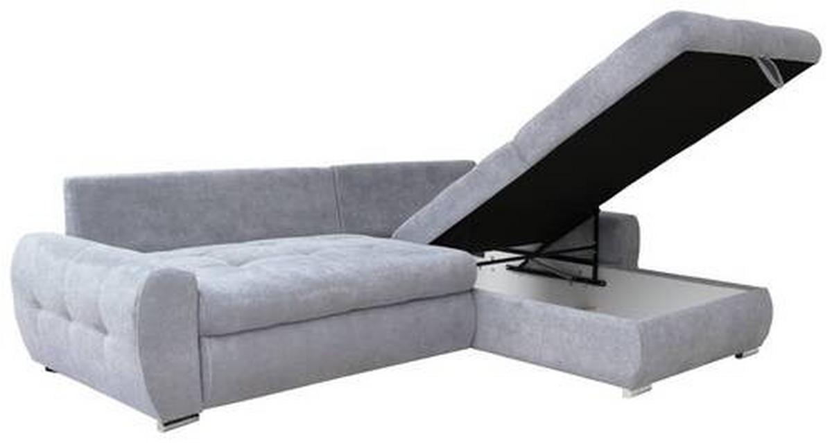 Ecksofa Mit Schlaffunktion Solar Hellgrau 277x175 Cm - Chromfarben/Hellgrau, Design, Textil (277/175cm) - Livetastic
