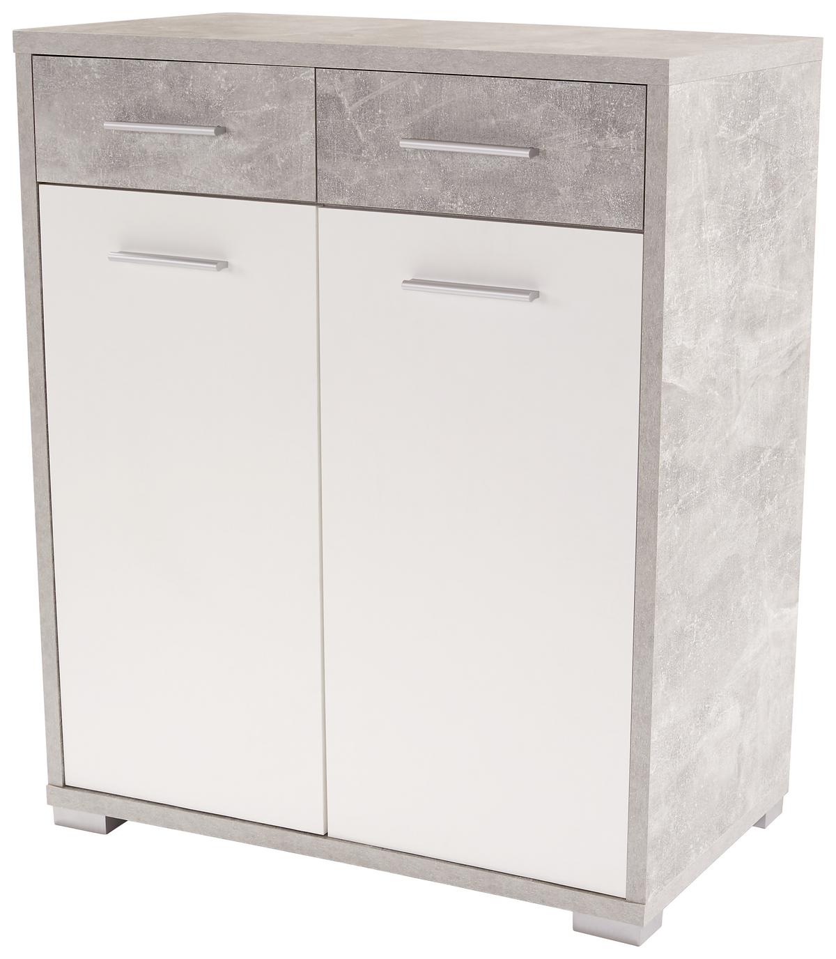 Kommode B 98 cm Q-Big New, Beton Optik/Weiß - Weiß/Grau, MODERN, Holz (98/105/44cm)