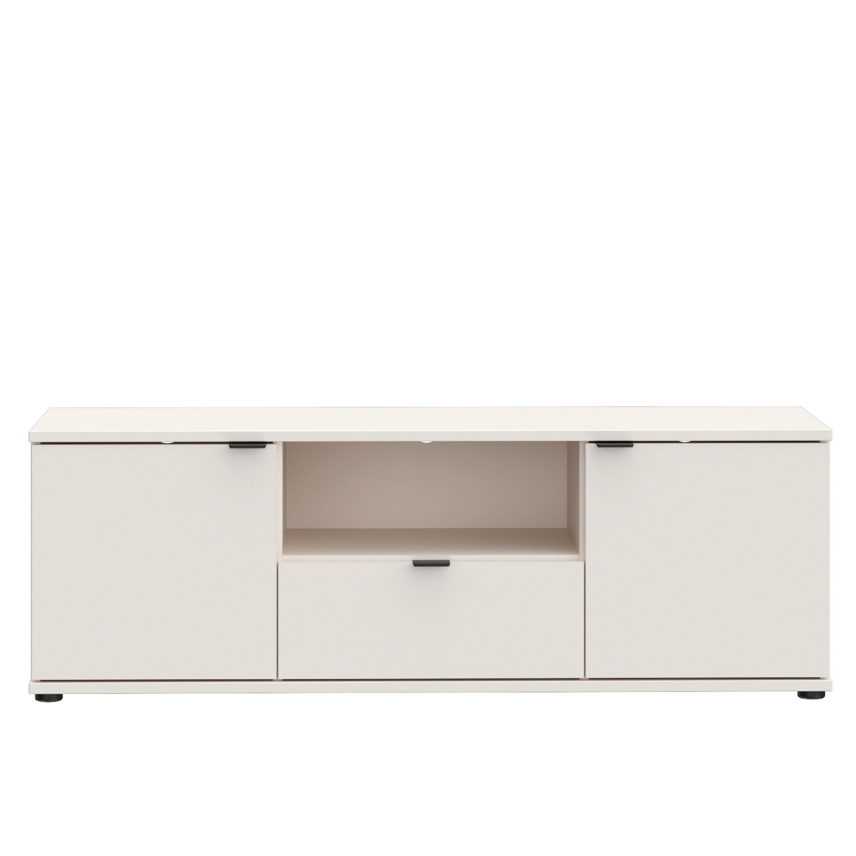 TV díl Ganymede, písková, š: 130 cm - černá/pískové barvy, Moderní, kov/kompozitní dřevo (129,8/43,9/41,3cm)