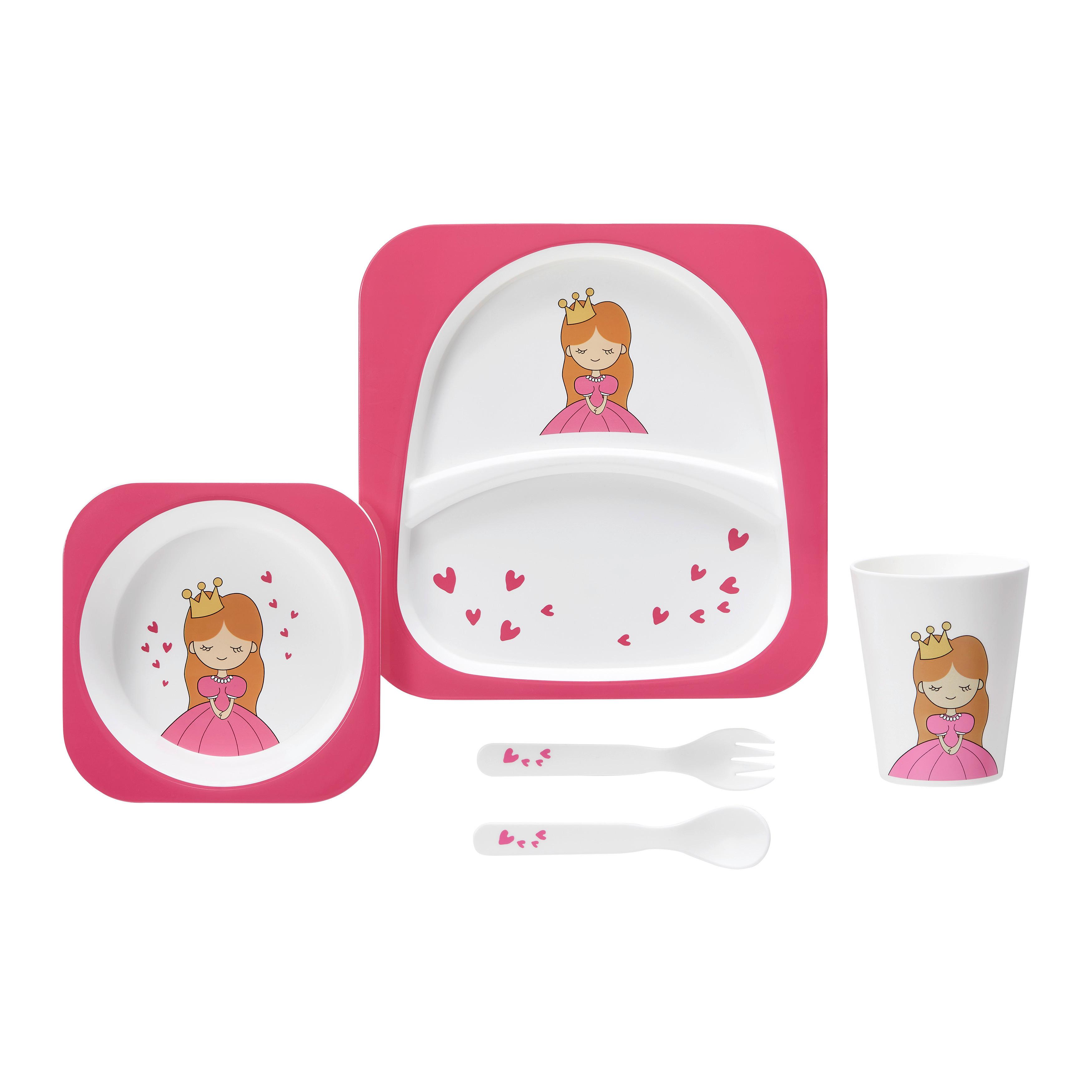 Sada dětského nádobí MARLON - bílá/pink, Konvenční, plast (21,2/21,2/2,1cm) - Mömax