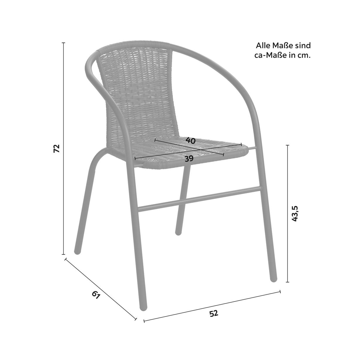 ZÁHRADNÁ STOLIČKA AMORA 1 - čierna/sivá, Basics, kov/plast (52/72/61cm) - Mömax