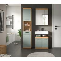 Badezimmer Scout Eiche Dekor/Salbeigrün B: 97cm - Salbeigrün/Eichefarben, MODERN, Glas/Holzwerkstoff (97cm) - MID.YOU