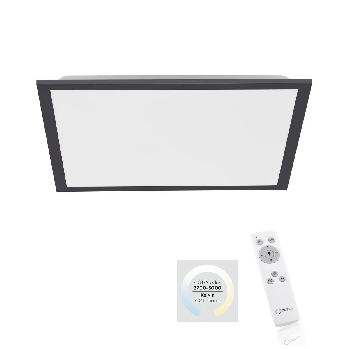 Led-deckenleuchte Flat L: 44,5 Cm Dimmbar Mit Fernbedienung - Schwarz, Basics, Kunststoff/Metall (44,5/44,5/7cm)