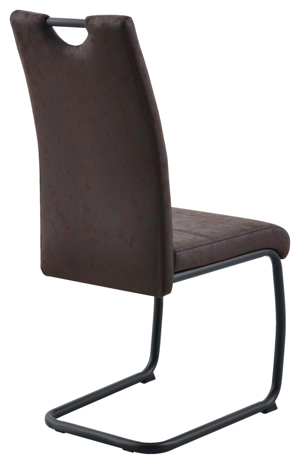 Stuhl Sabrina Microfaser Braun, B: 43 cm - Schwarz/Braun, KONVENTIONELL, Textil/Metall (43/99/61cm)