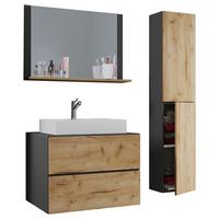 Badmöbel-Set 4-Tlg. Lendas B: 114cm Anthrazit/Eiche Dekor - Honigeiche/Anthrazit, MODERN, Keramik/Holzwerkstoff (114cm) - MID.YOU