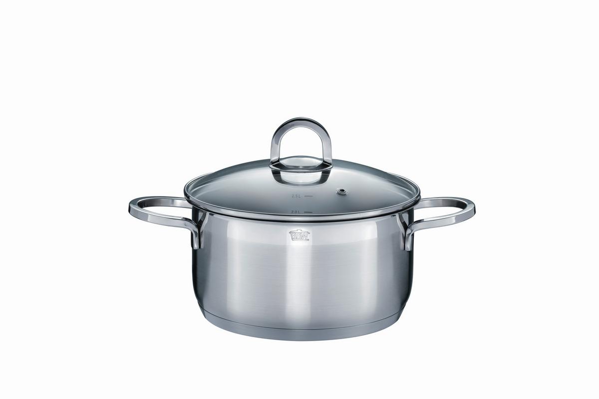 Kochtopfset Alara Edelstahlfarben, 8-teilig - Klar/Edelstahlfarben, Basics, Glas/Metall - GSW