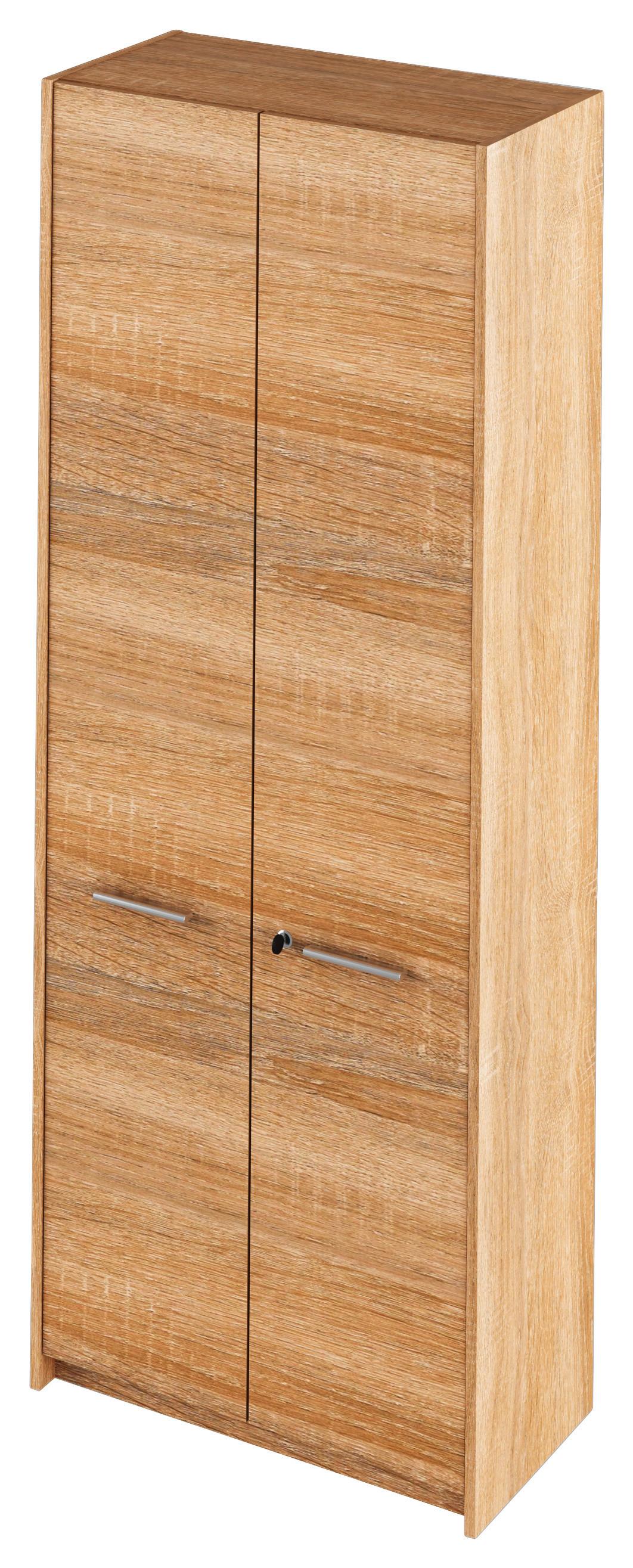 Skříň Aurel - barvy dubu/barvy hliníku, Moderní, kompozitní dřevo/plast (70/189.8/35cm)