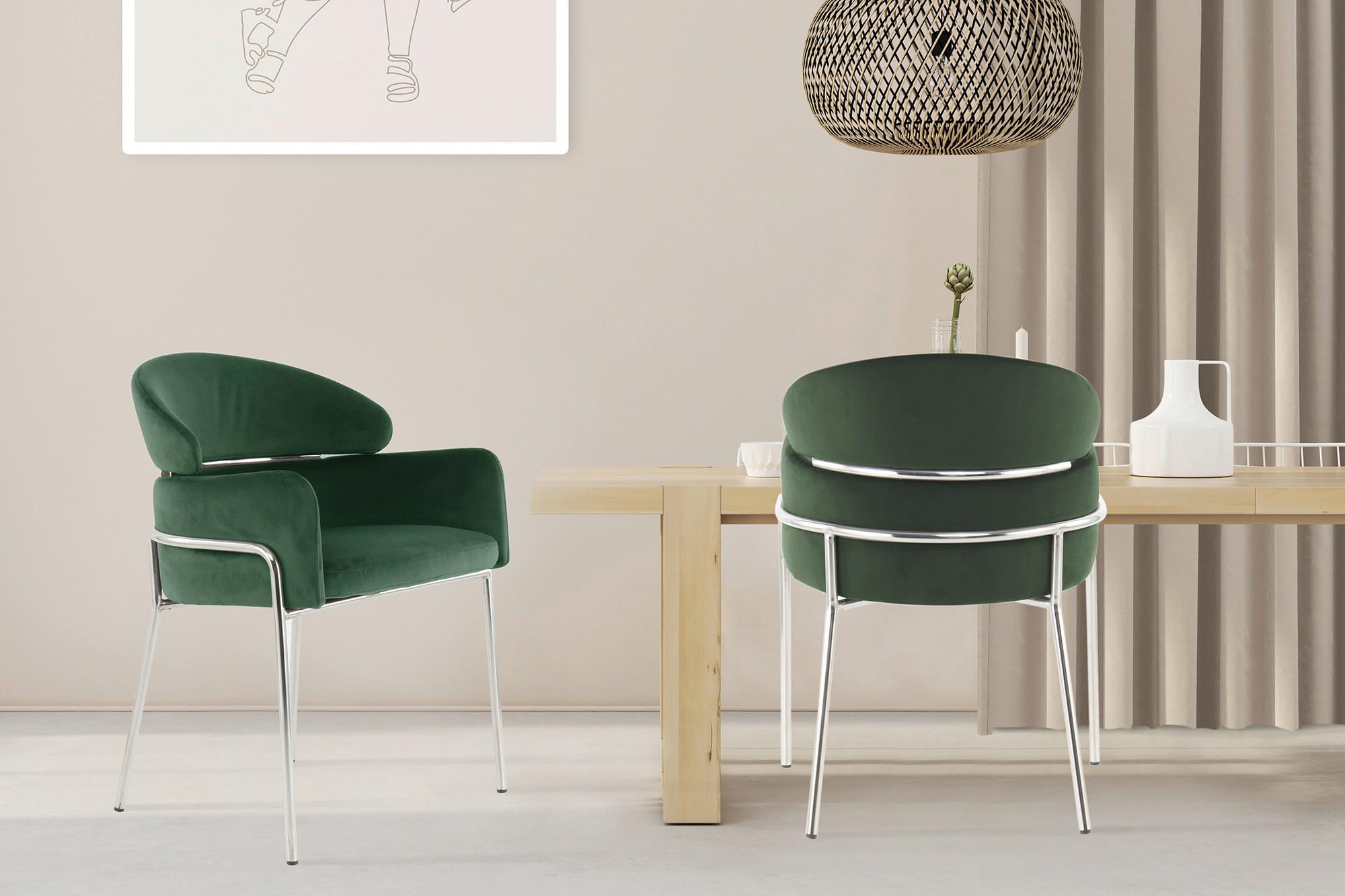 Židle s područkami zelená/barvy stříbra - barvy stříbra/zelená, Moderní, kov/textil (58/79/57cm) - MID.YOU