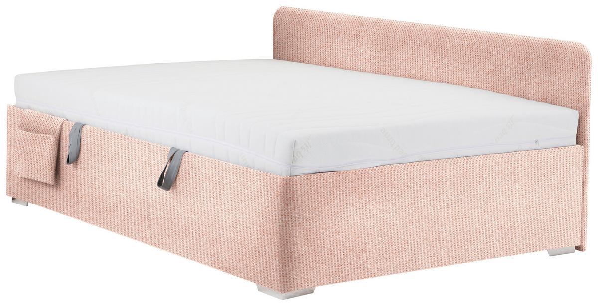 Posteľ Remi s bočnicami 140x200, poťah ružový - prírodná farba/ružová, Konventionell, drevo/textil (140/200cm)