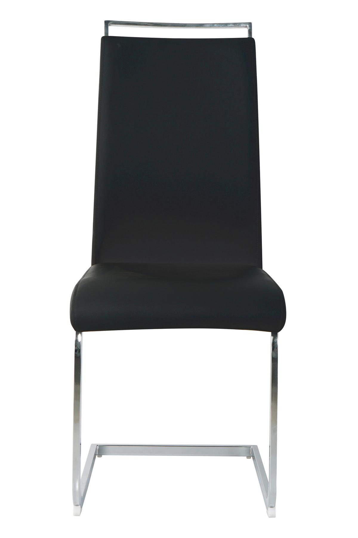 Stuhl-set Lederlook Schwarz, B: 42cm - Silberfarben/Schwarz, Design, Kunststoff/Textil (42/101/58cm) - Livetastic