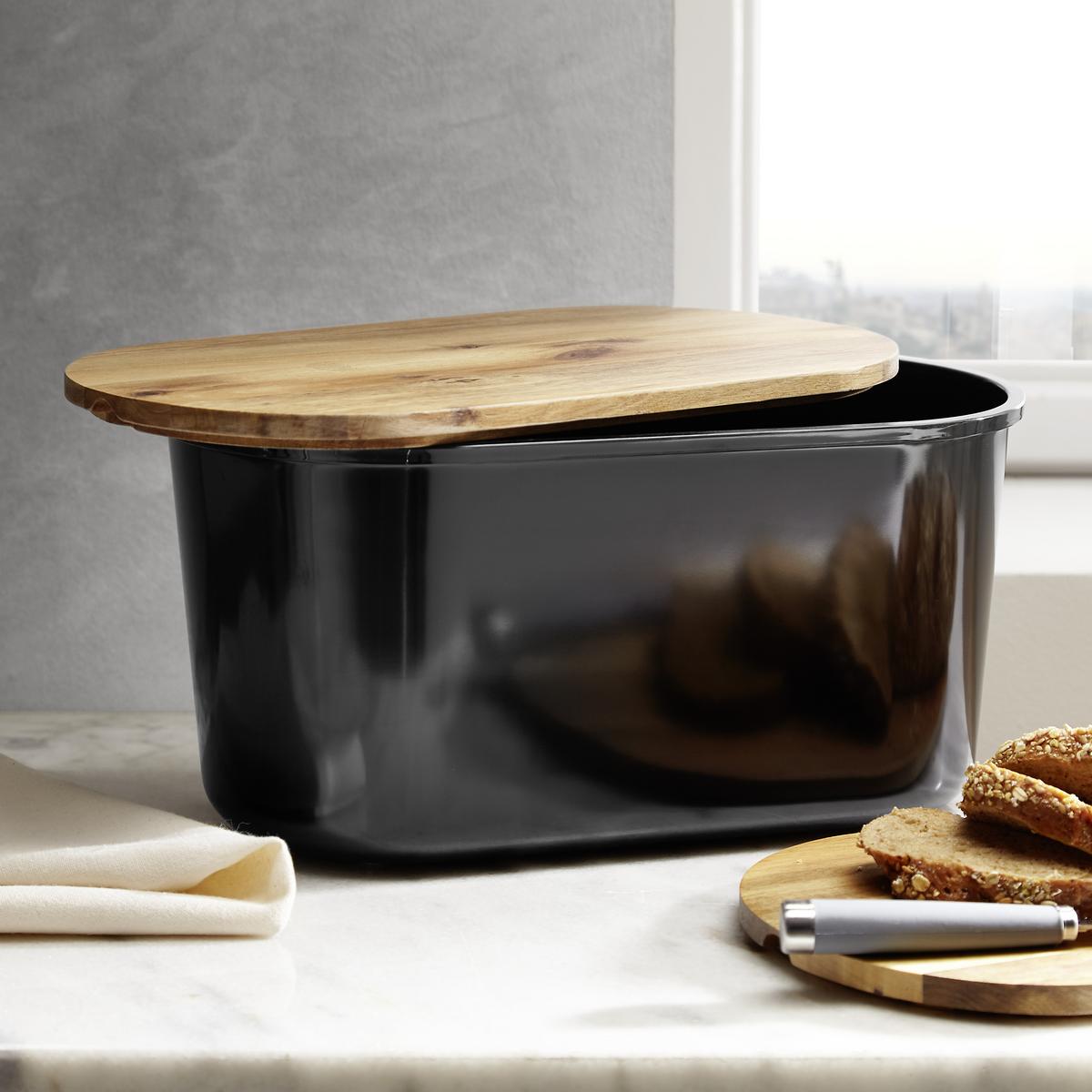 Brotbox Echtwerk Fresh - Schwarz/Akaziefarben, Trend, Holz/Kunststoff (37/21,5/17,2cm) - Echtwerk