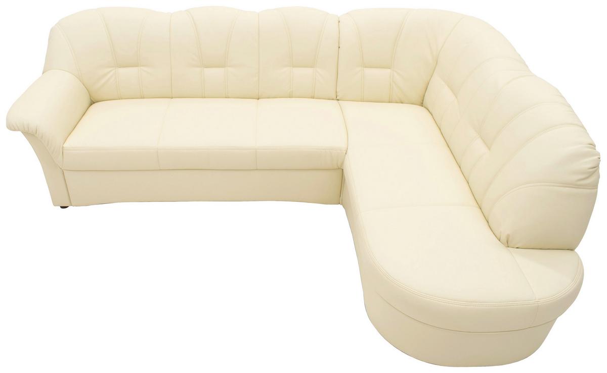 Ecksofa Papenburg Beige Lederlook - Beige/Schwarz, KONVENTIONELL, Textil (243/180cm) - MID.YOU