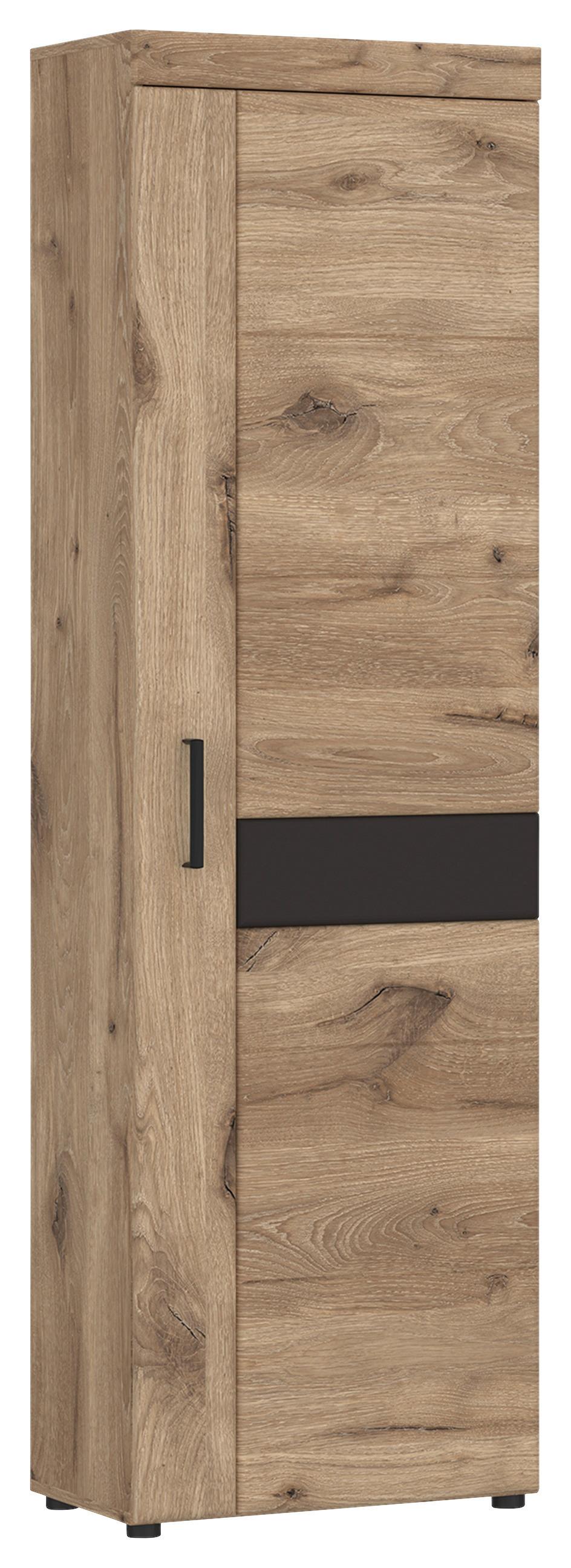 Garderobenschrank Grano Eichefarben B: 58 cm - Eichefarben/Schwarz, Trend, Holzwerkstoff (58/195/38cm)