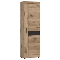 Garderobenschrank Grano Eichefarben B: 58 cm - Eichefarben/Schwarz, Trend, Holzwerkstoff (58/195/38cm)