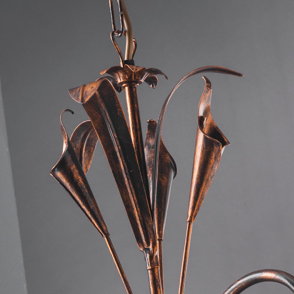 Kronleuchter 4722/5b - Bronzefarben, Natur, Glas/Metall (70/100cm)