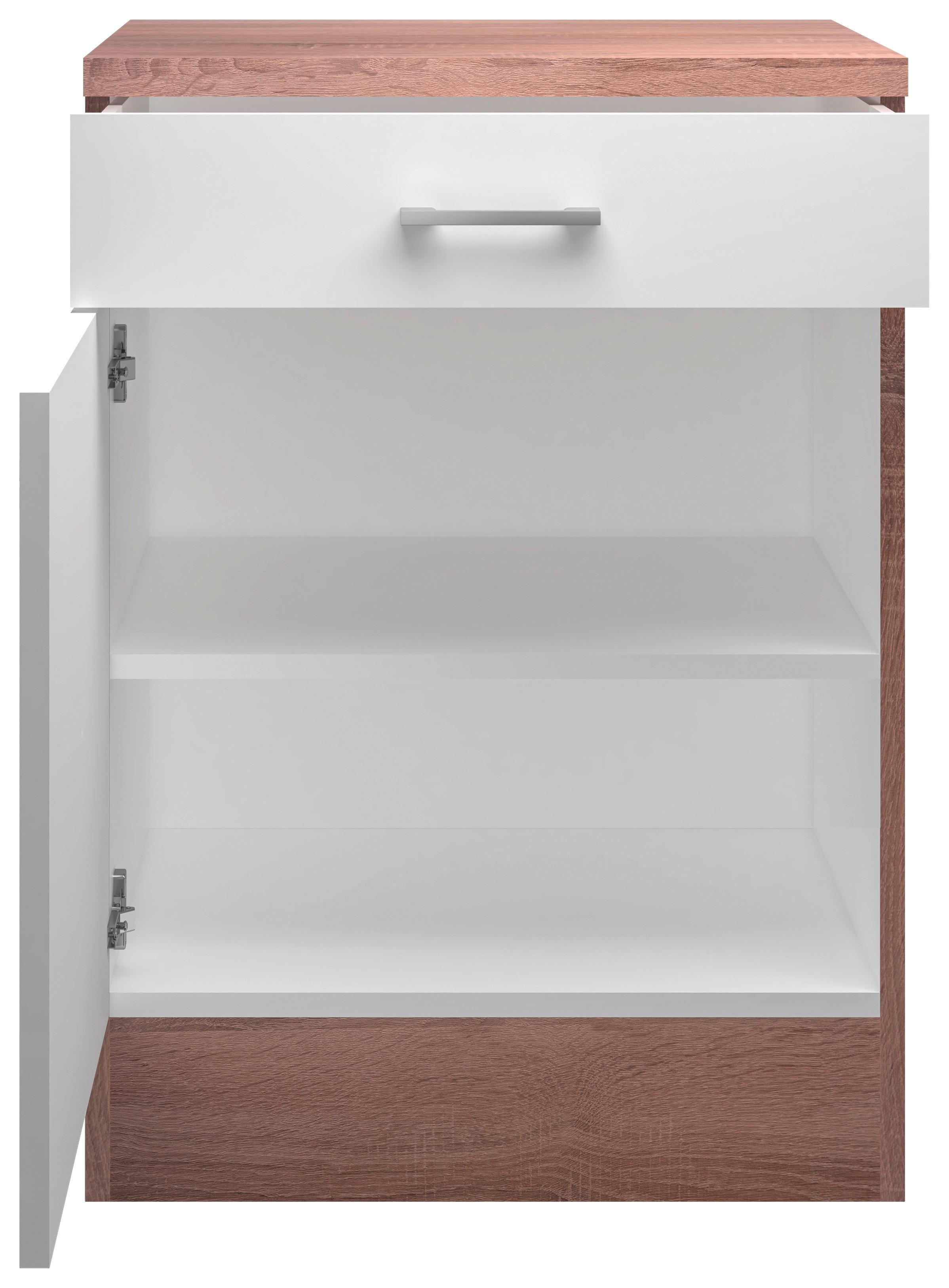 Kuchyňská Spodní Skříňka Samoa Us 60 - bílá/barvy dubu, Konvenční, kompozitní dřevo/plast (60/85/57cm)