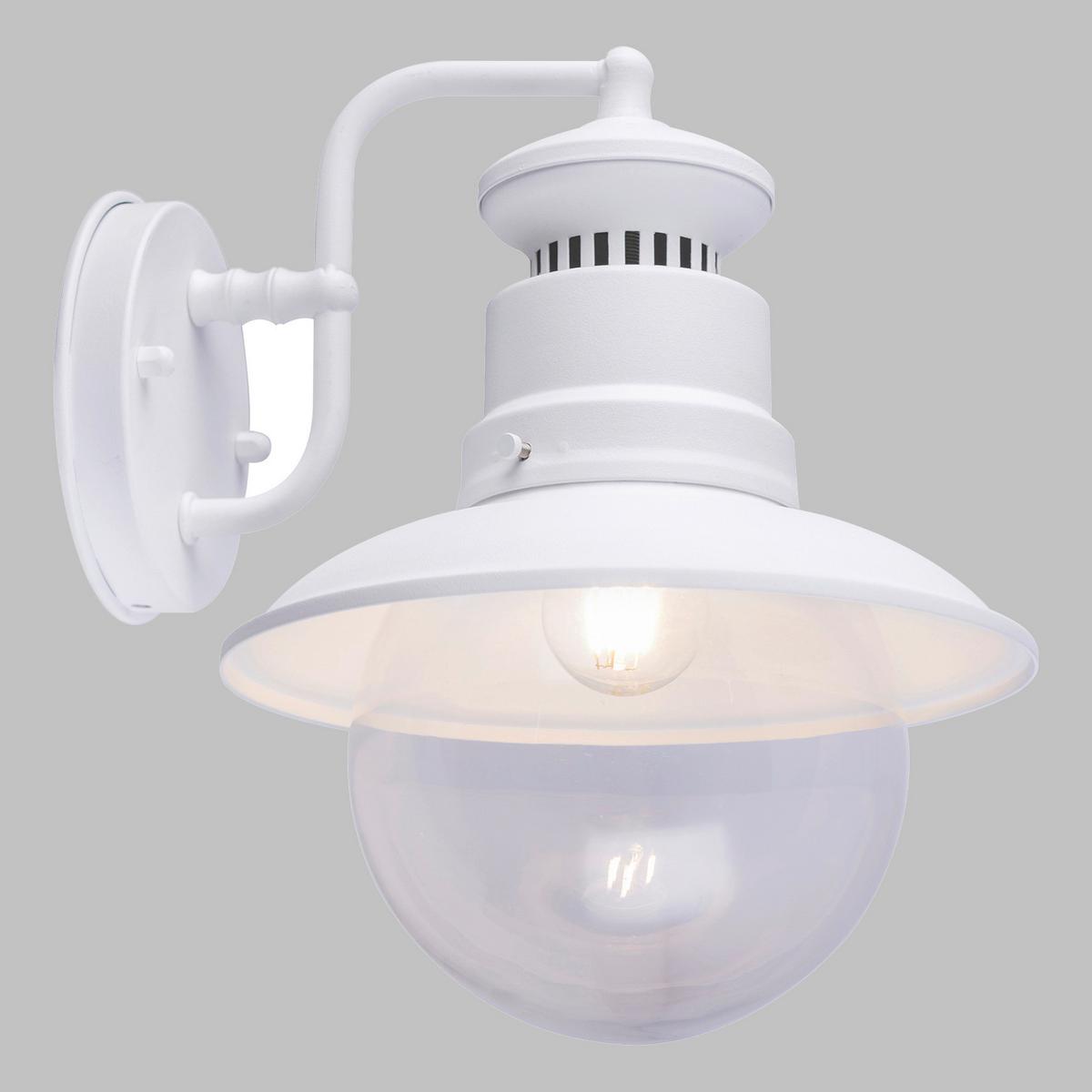 Außenleuchte 3272r 60 Watt Stahl/glas, Wandmontage - Klar/Weiß, MODERN, Glas/Metall (21,5/24,7/27cm)