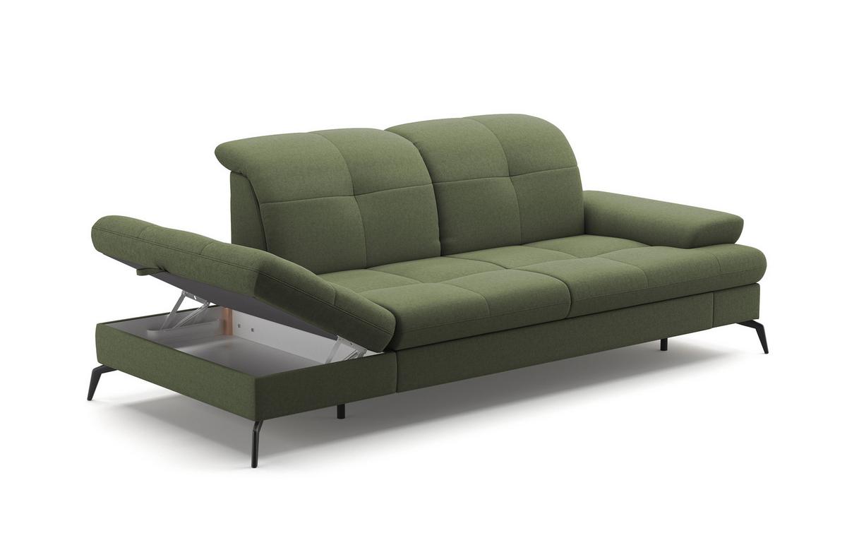 Récamiere Amica E, Olivgrün B: 231 Cm - Schwarz/Olivgrün, KONVENTIONELL, Textil (231/90/122cm) - Sit & More