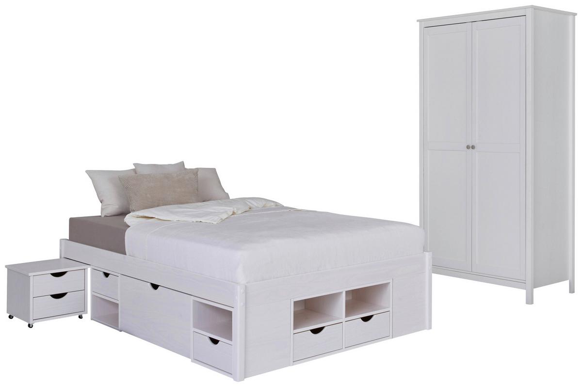 EINZELZIMMER Chilly Weiß 3-teilig - Weiß/Naturfarben, MODERN, Holz - MID.YOU