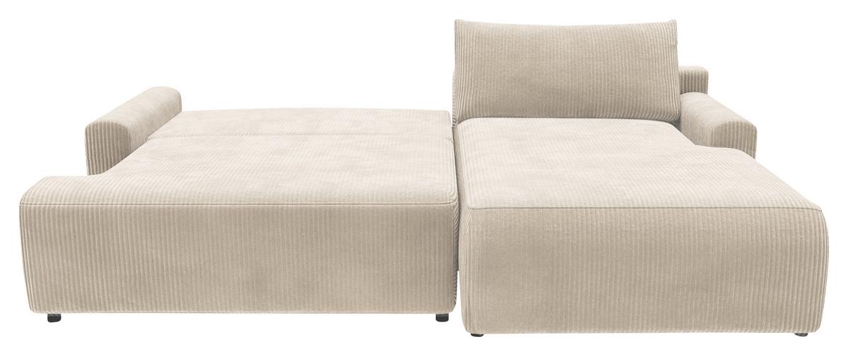 Eckschlafsofa Prag, Creme S: 253x167 cm - Creme/Schwarz, MODERN, Textil (253/167cm) - Trendmanufaktur