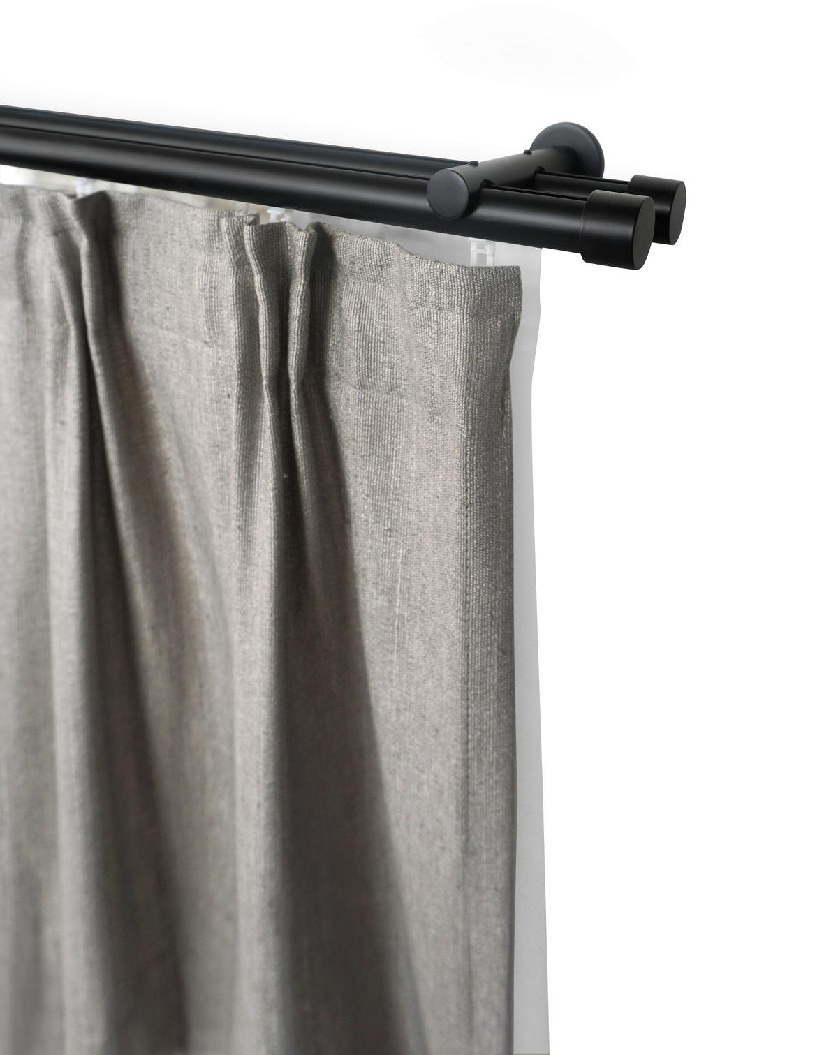 Innenlaufstange 2-läufig Maja Schwarz L: 240cm Inkl. Zubehör - Schwarz, ROMANTIK / LANDHAUS, Metall (240cm) - James Wood