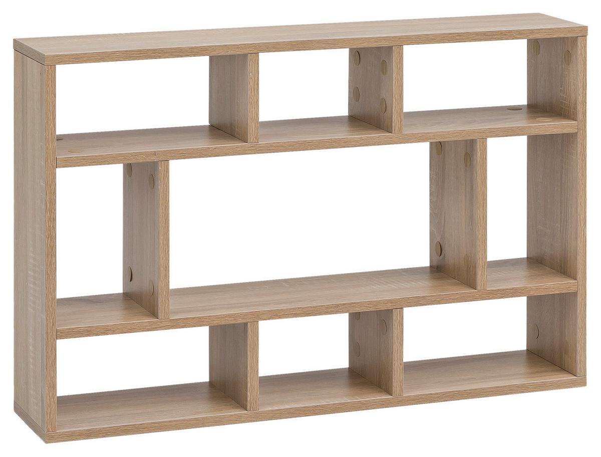 Wandregal B: 75 cm Eiche Dekor 9 Fächer - Eichefarben, KONVENTIONELL, Holzwerkstoff (75/51/16cm) - MID.YOU