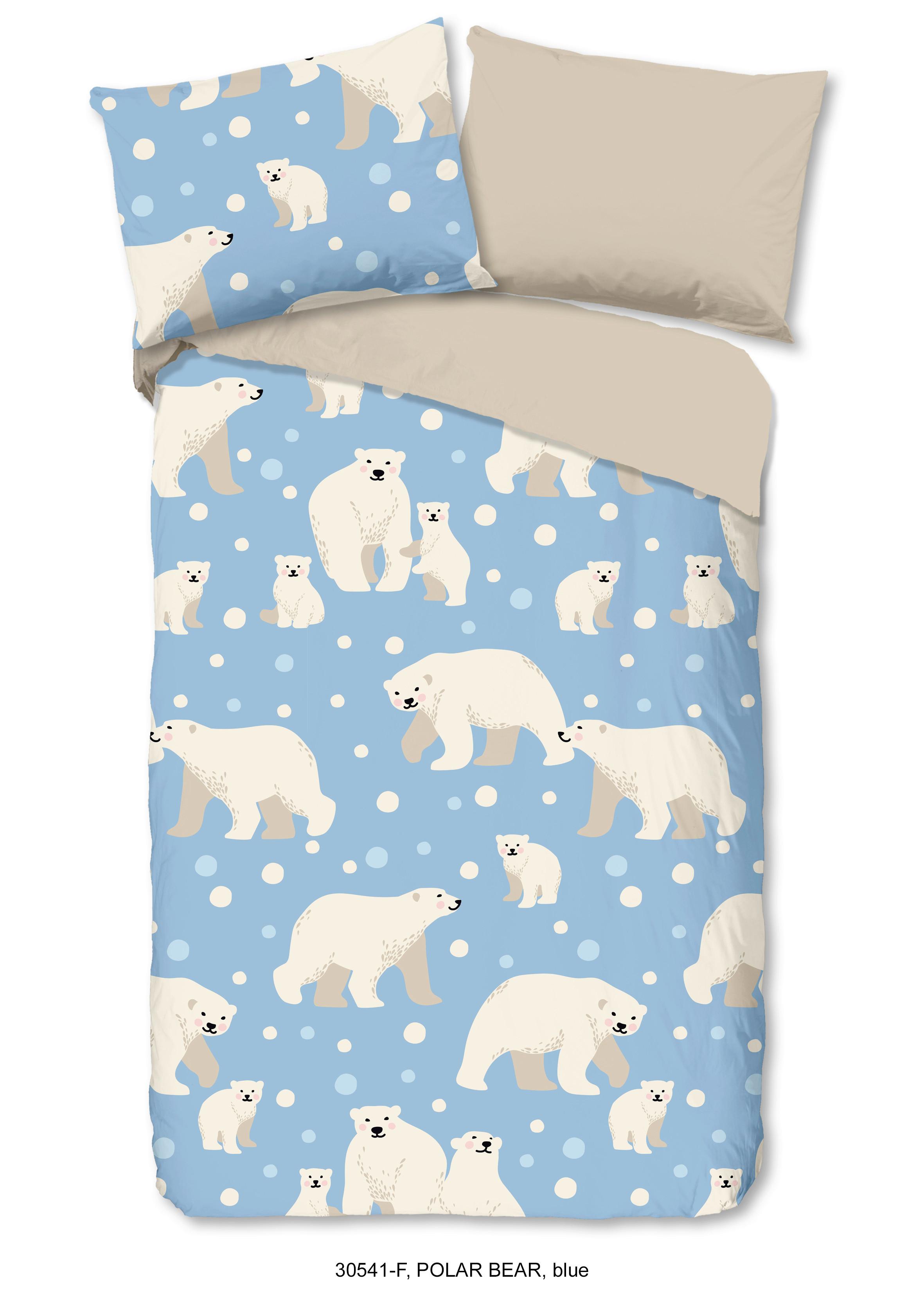 Bettwäsche Polar Bear Blau Sandfarben 140x200 cm - Sandfarben/Blau, Textil (140/200cm)