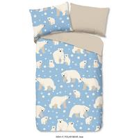 Bettwäsche Polar Bear Blau Sandfarben 140x200 cm - Sandfarben/Blau, Textil (140/200cm)