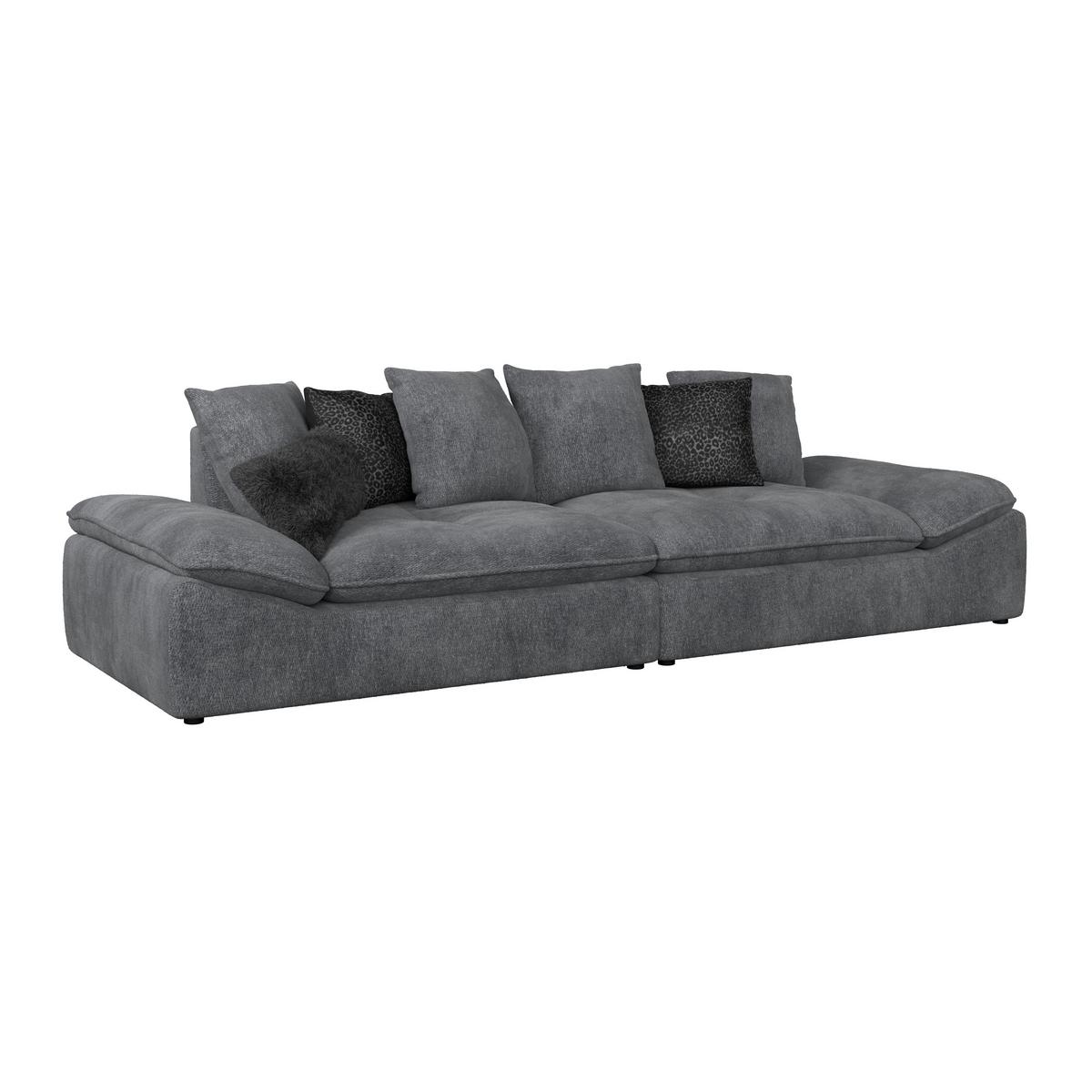 Velká pohovka DIUN, antracitová, s polštáři - šedá/černá, Trend, textil (310/76-90/124cm) - Luca Bessoni