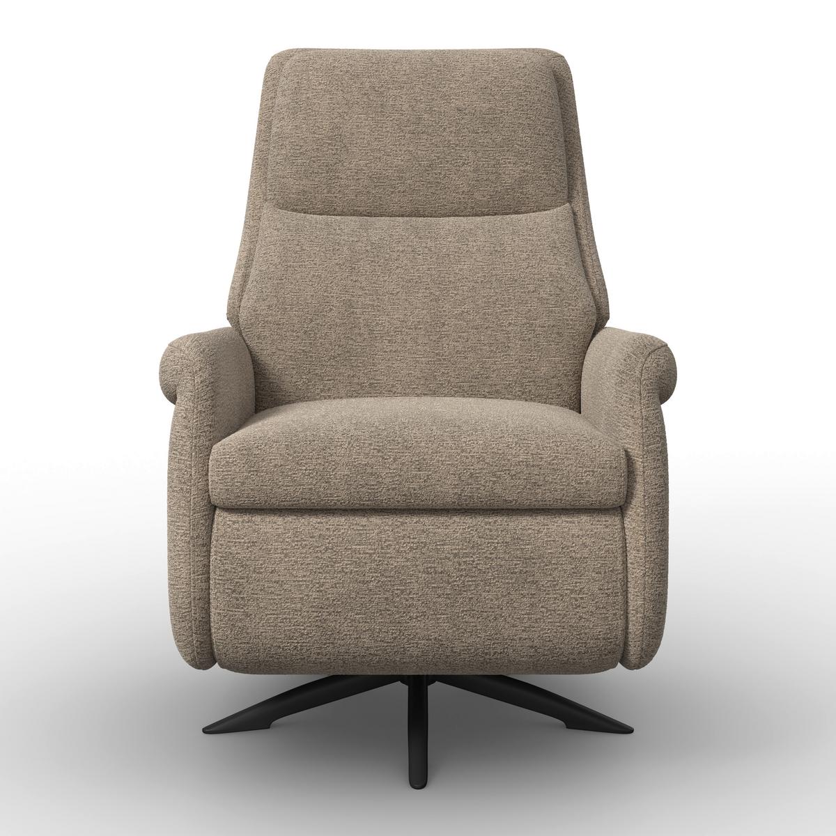 Relaxační křeslo ALICE, hnědé buklé, max. 140 kg - černá/hnědá, Moderní, kov/dřevo (76/110/94cm) - Bessagi Home