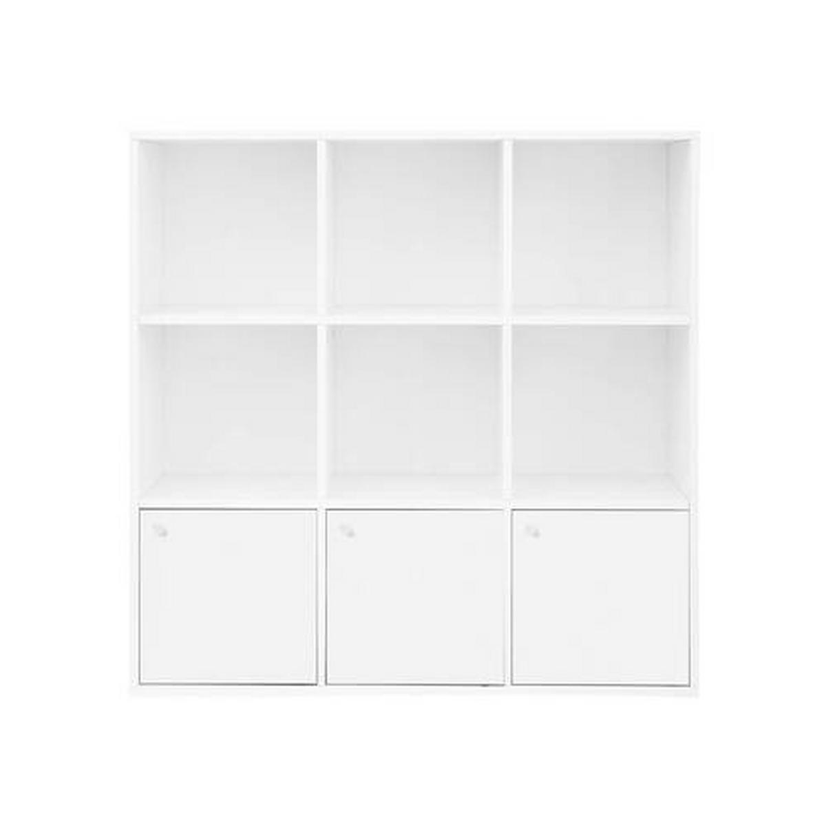 Bücherregal Mit 3 Türen B: 98 cm, Weiß - Weiß, Basics, Holzwerkstoff (98/98/30cm) - Boxxx