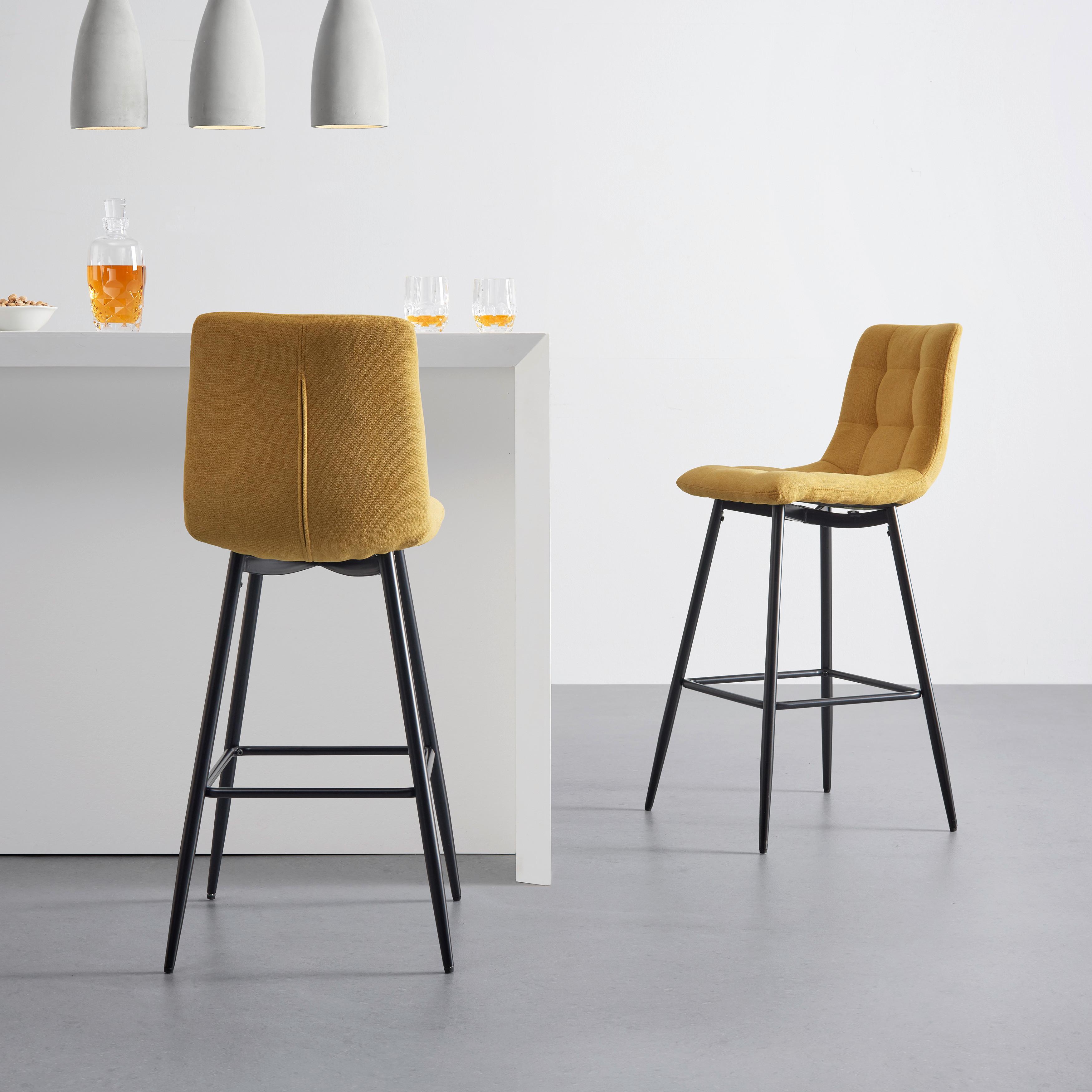 Sada Barových Židlí Luka Žlutá - černá/žlutá, Moderní, kov/dřevo (42,5/100/49cm) - P & B