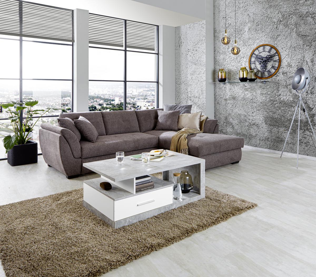 Rohová sedačka BERISSO, pravá, hnědá - hnědá, Design, textil/plast (278/187cm) - Ondega
