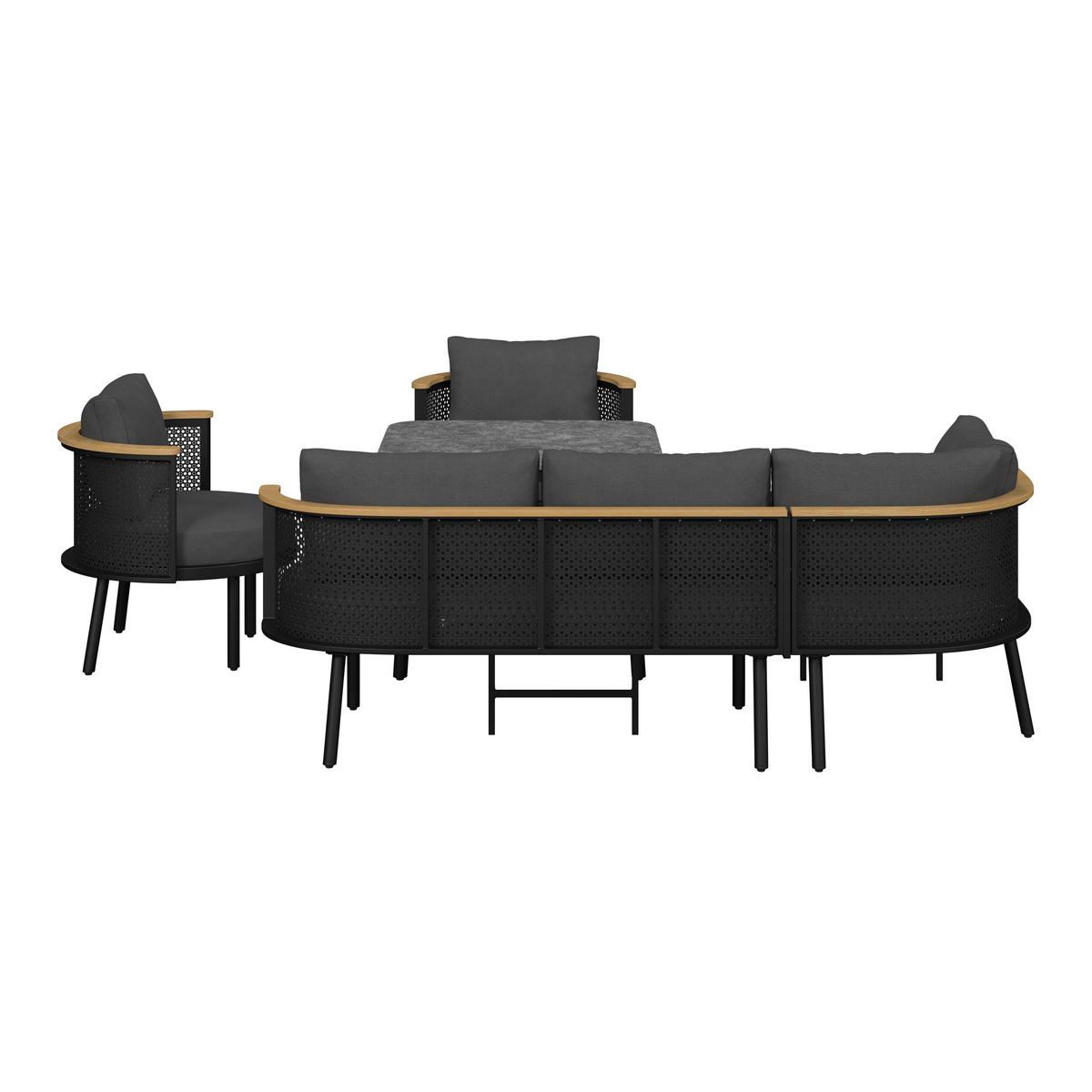 JEDÁLENSKÁ TERASOVÁ SÚPRAVA LISSA - čierna/farba hrušky, Modern, kov/textil - Bessagi Garden