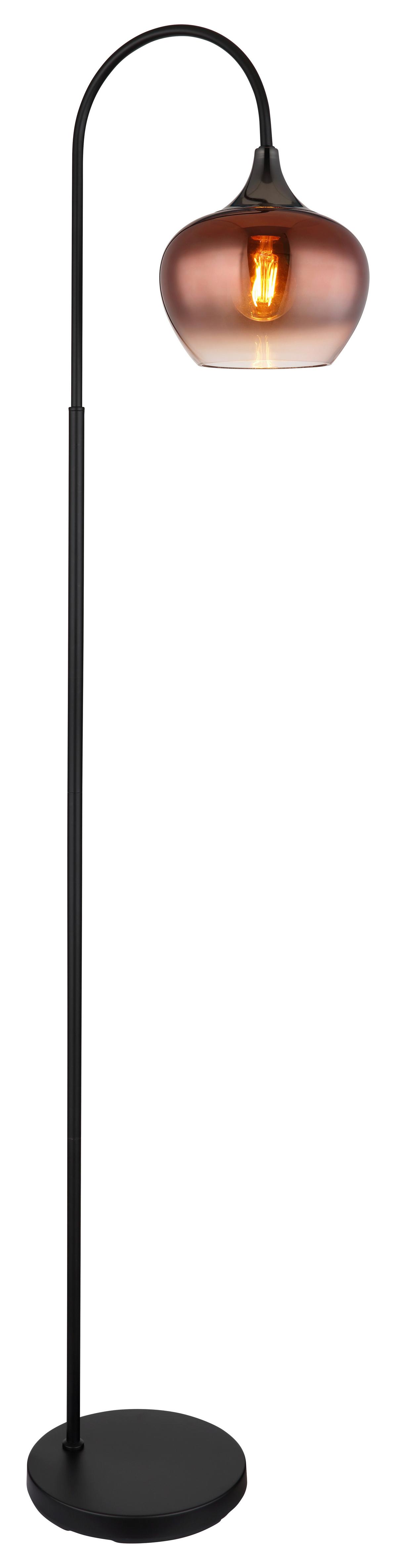 Stehleuchte Exkl. 1xe27 40w - Klar/Schwarzchrom, Basics, Glas/Textil (39/25/150cm) - Globo