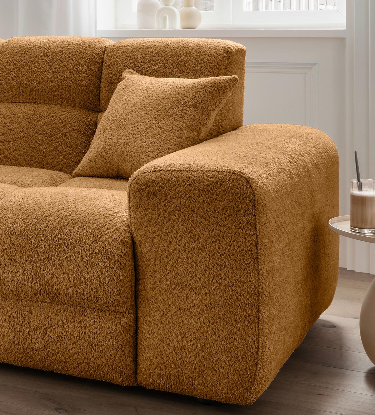 Ecksofa Bosco Goldfarben S: 152x301 cm - Goldfarben/Schwarz, MODERN, Textil (152/301cm) - Livetastic