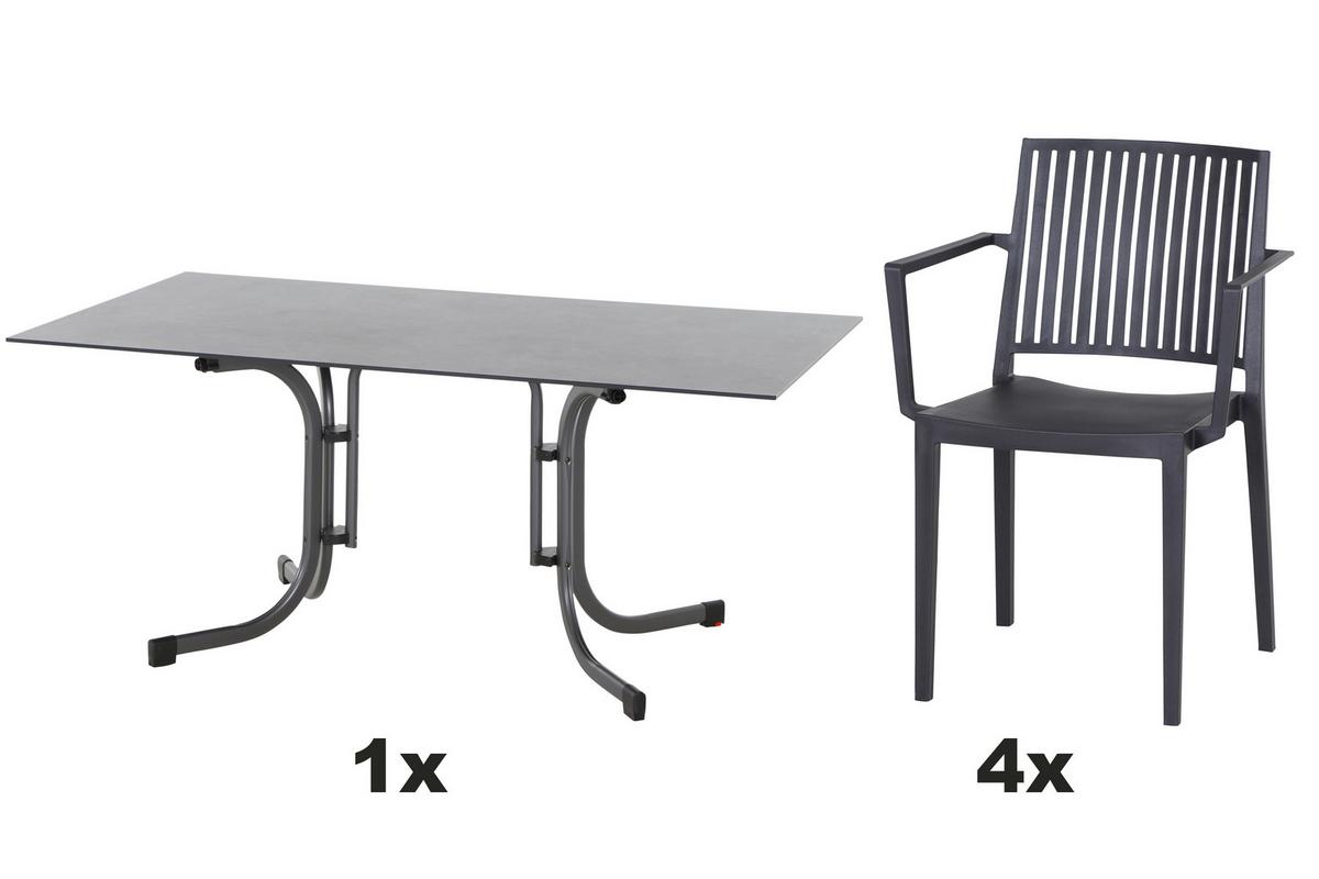 Gartengarnitur T20185 - Anthrazit, Basics, Holzwerkstoff/Kunststoff (57/80/56cm) - Siena Garden