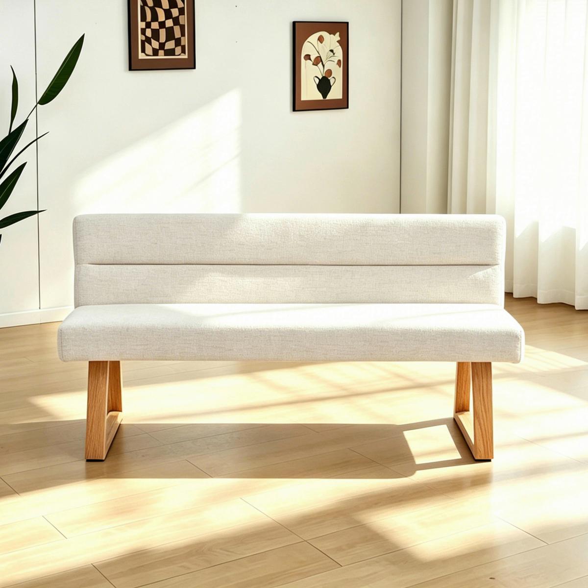 Sitzbank Linnea Eichefarben/Beige B: 140 cm - Eichefarben/Beige, MODERN, Holz/Textil (140/82/61cm) - Livetastic