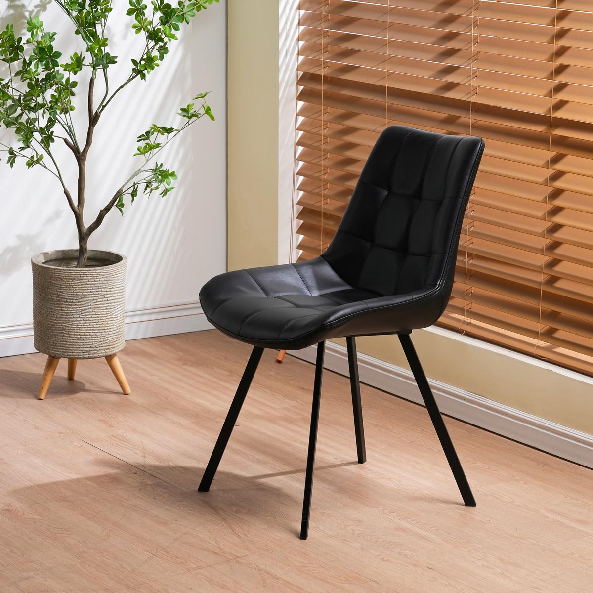 Stuhl Fritz Schwarz B: 54 cm - Schwarz, MODERN, Textil/Metall (54/86/62cm) - MID.YOU