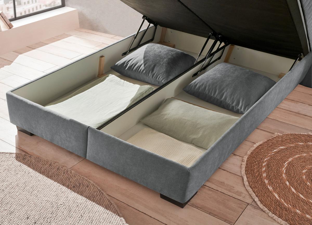 Boxbett Nagol C - Anthrazit/Schwarz, MODERN, Holzwerkstoff/Textil (160/200cm) - MID.YOU