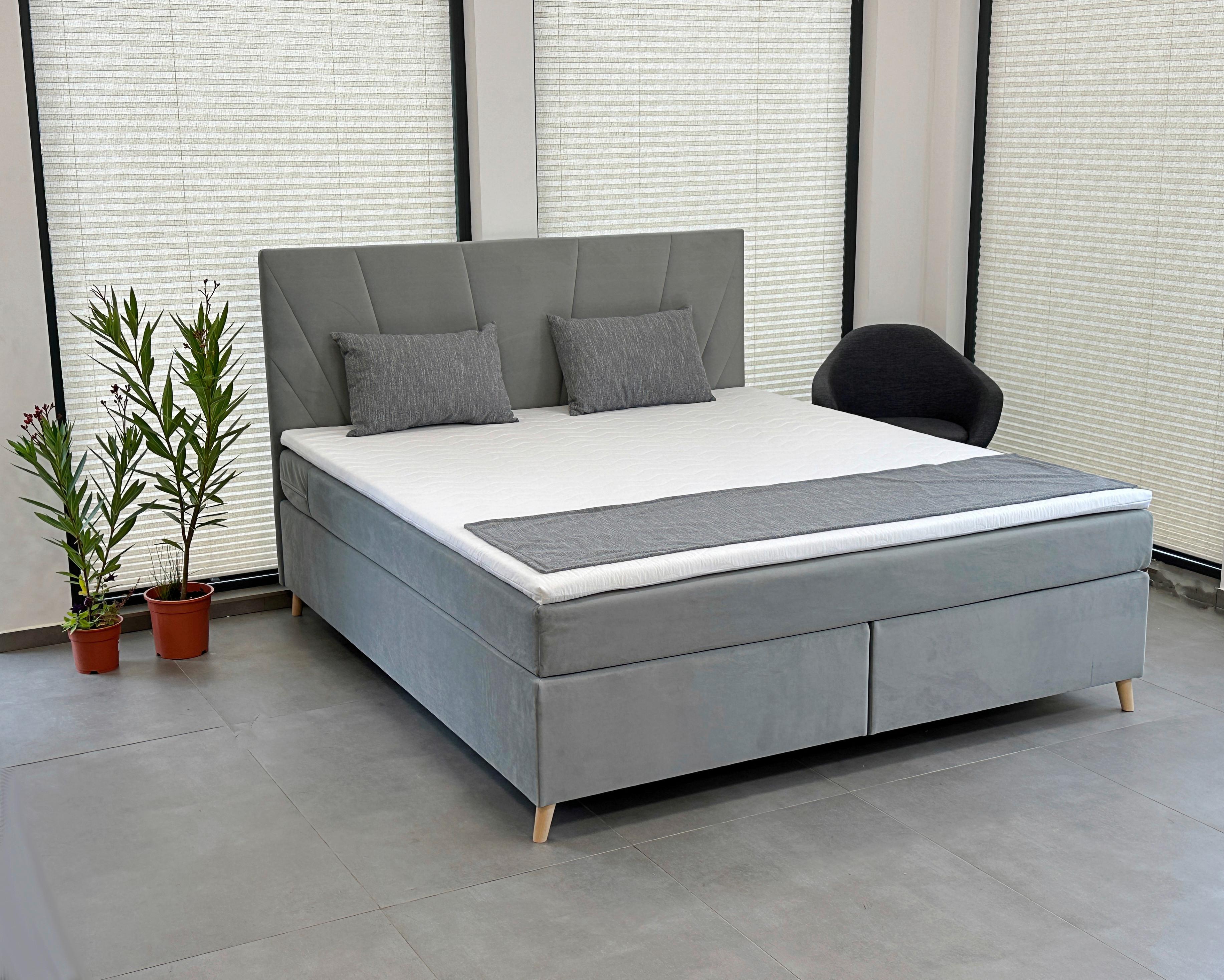 Boxbett Lucia 180x200 cm - Grau, Basics, Holzwerkstoff/Textil (180/200cm) - Livetastic