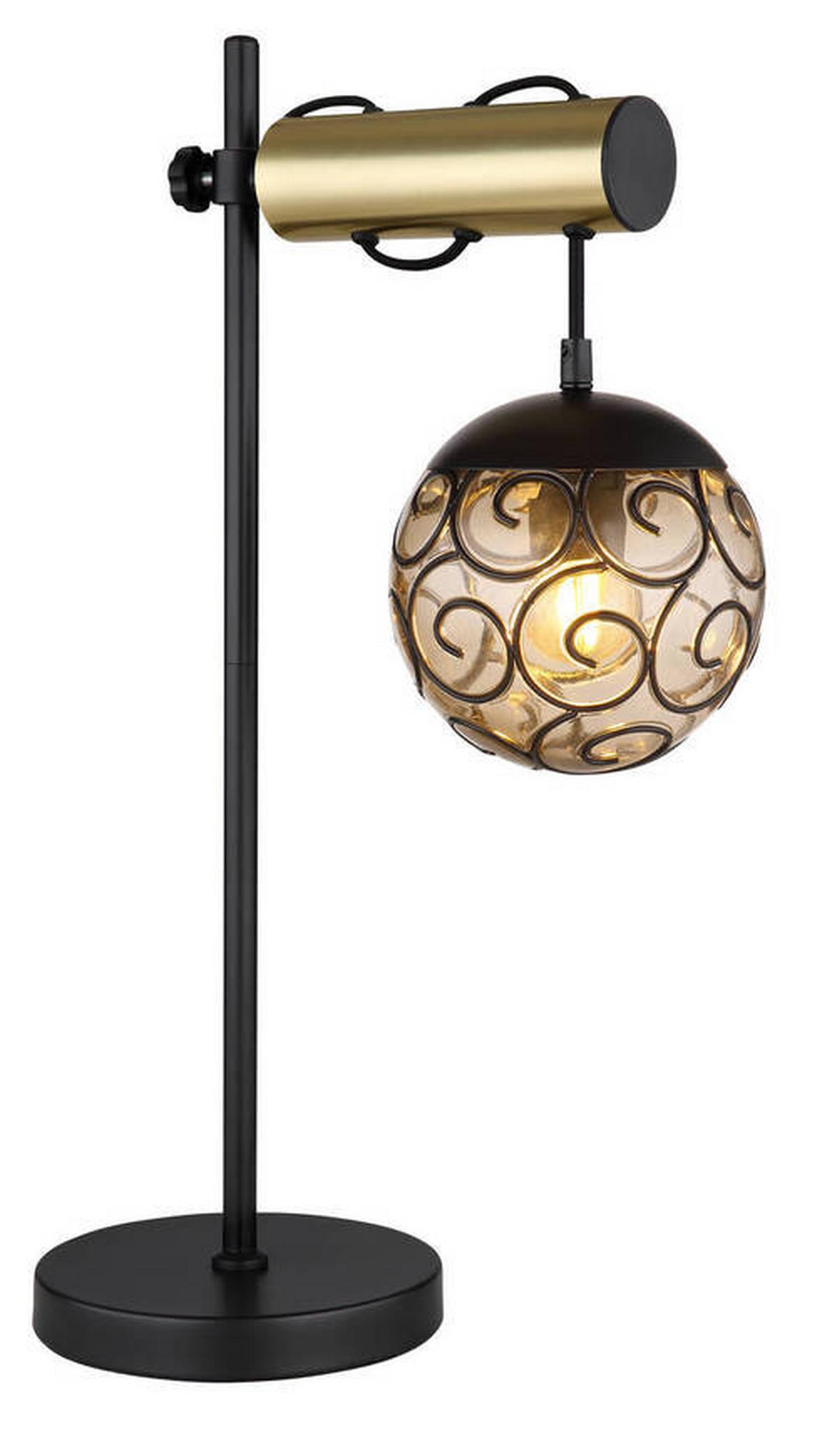 Tischleuchte 15659t - Goldfarben/Schwarz, KONVENTIONELL, Kunststoff/Metall (34/18/55cm) - Globo