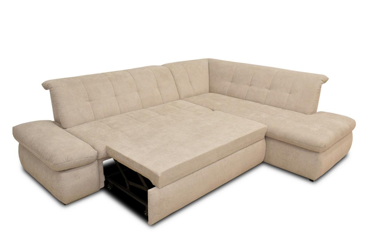 Ecksofa Mit Schlaffunktion Moric Beige Mikrofaser - Chromfarben/Beige, KONVENTIONELL, Textil (273/216cm) - MID.YOU