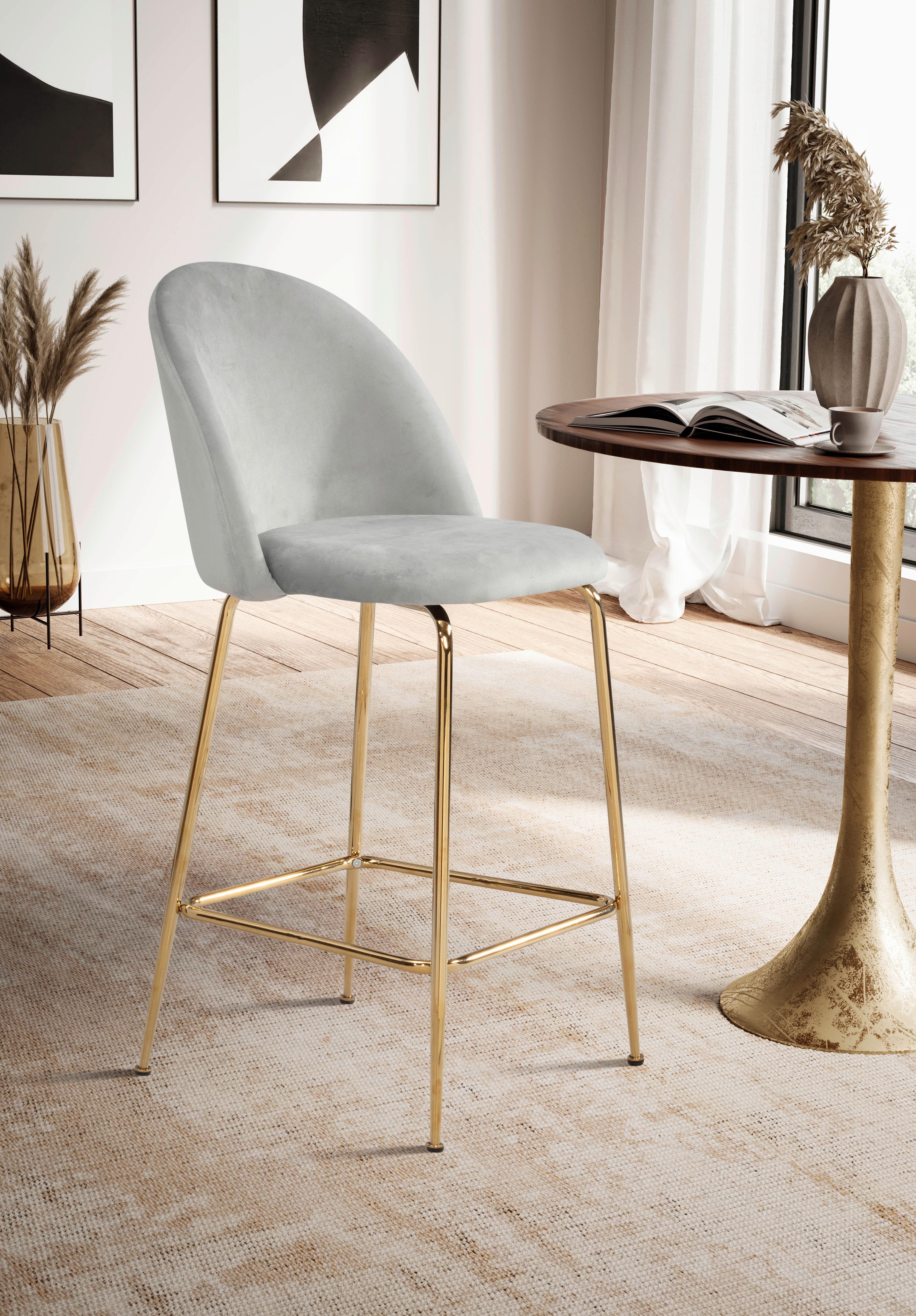 Barhocker Grau B: 50 Cm - Goldfarben/Grau, Design, Textil/Metall (50/102/50cm) - MID.YOU