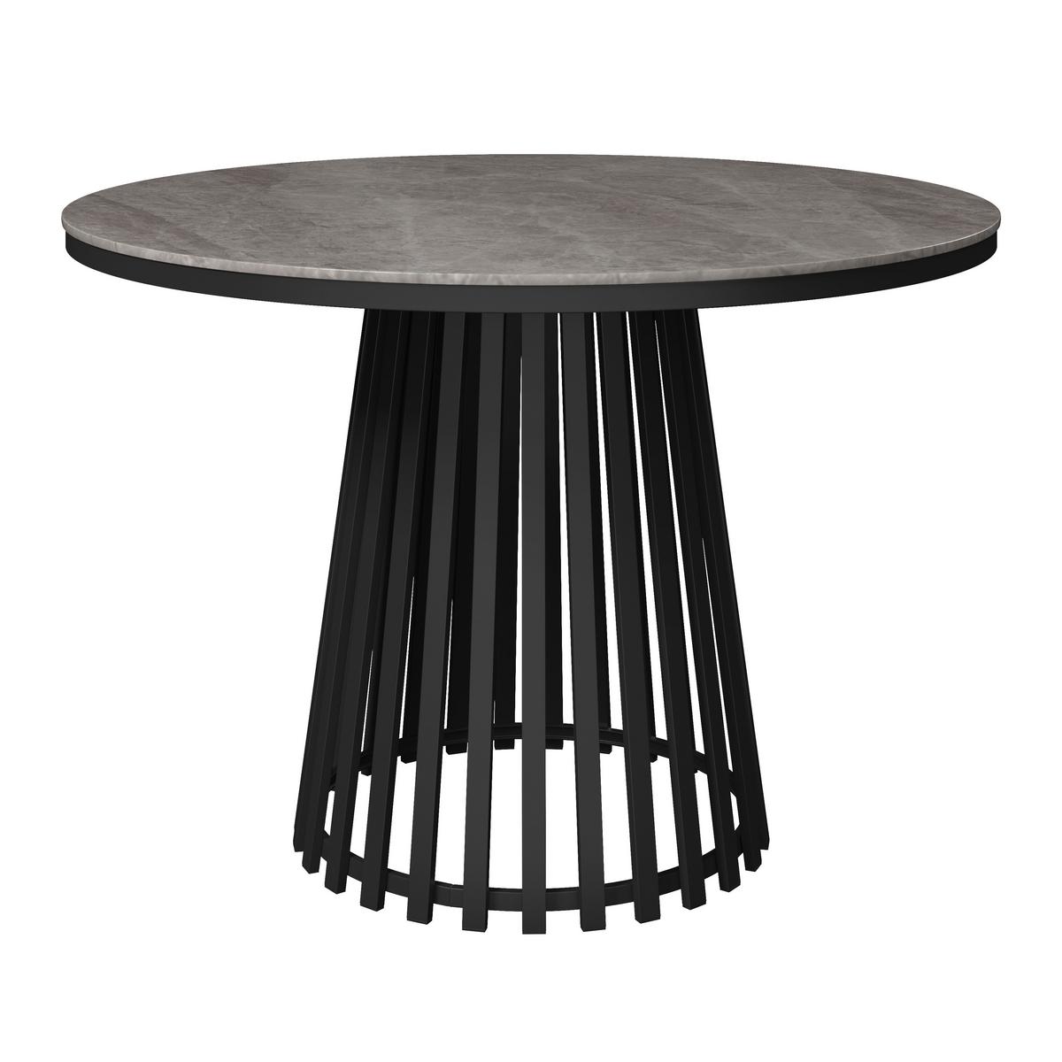 Jídelní stůl Pela, P: 110 cm - šedá/černá, Moderní, kov/kompozitní dřevo (110/110/75cm) - Bessagi Home