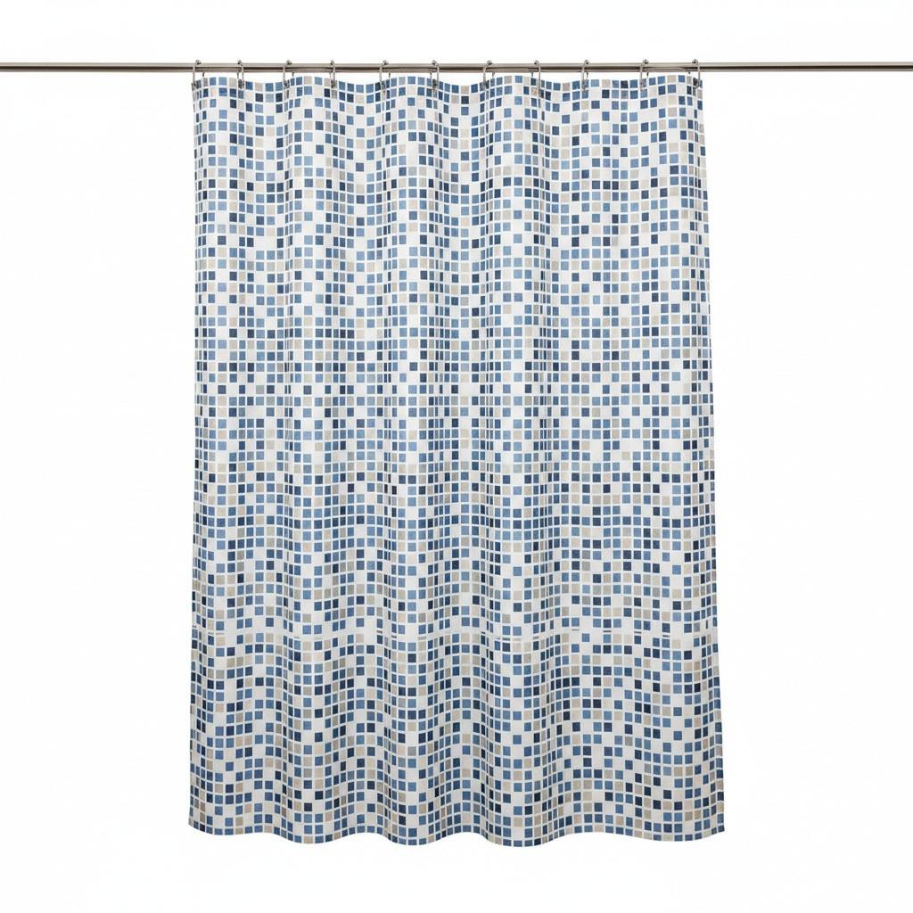 Duschvorhang in Blau Textil/Mischgewebe - Blau, Basics, Textil (180/200cm) - Spirella