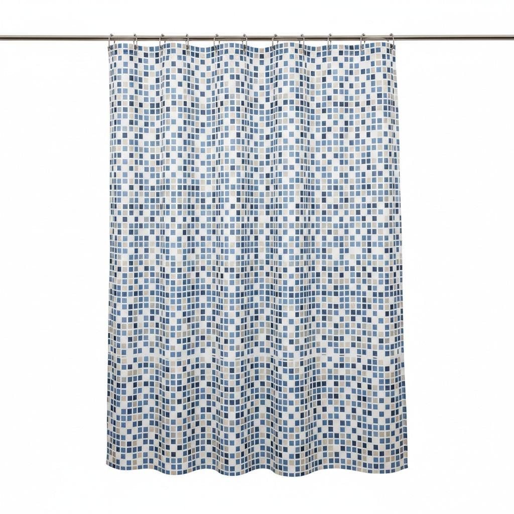 Duschvorhang in Blau Textil/Mischgewebe